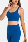 LC264666-P205-S, LC264666-P205-M, LC264666-P205-L, LC264666-P205-XL, Sky Blue Criss Cross Straps Back Push up Sports Active Bra