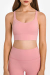 LC264666-P8010-S, LC264666-P8010-M, LC264666-P8010-L, LC264666-P8010-XL, Rose Tan Criss Cross Straps Back Push up Sports Active Bra