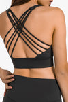 LC264666-P2-S, LC264666-P2-M, LC264666-P2-L, LC264666-P2-XL, Black Criss Cross Straps Back Push up Sports Active Bra