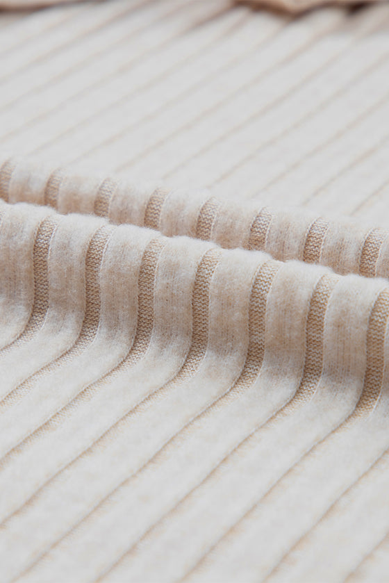 PACK25223434-P6016-1, Parchment Contrast Lace Raglan Sleeve Buttoned Ribbed Top