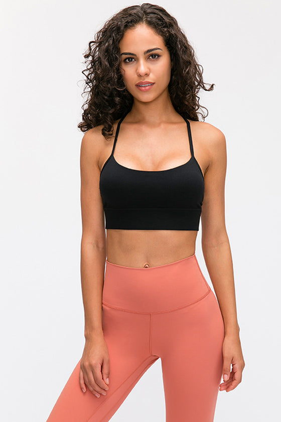 LC264655-P2-S, LC264655-P2-M, LC264655-P2-L, LC264655-P2-XL, Black Sexy Y Straps Sports Bra