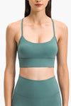 LC264655-P509-S, LC264655-P509-M, LC264655-P509-L, LC264655-P509-XL, Mist Green Sexy Y Straps Sports Bra