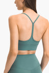 LC264655-P509-S, LC264655-P509-M, LC264655-P509-L, LC264655-P509-XL, Mist Green Sexy Y Straps Sports Bra