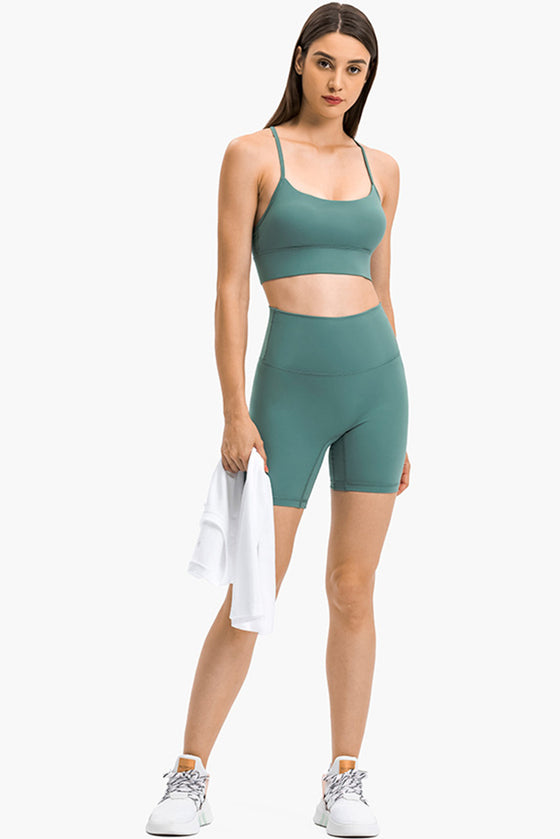 LC264655-P509-S, LC264655-P509-M, LC264655-P509-L, LC264655-P509-XL, Mist Green Sexy Y Straps Sports Bra