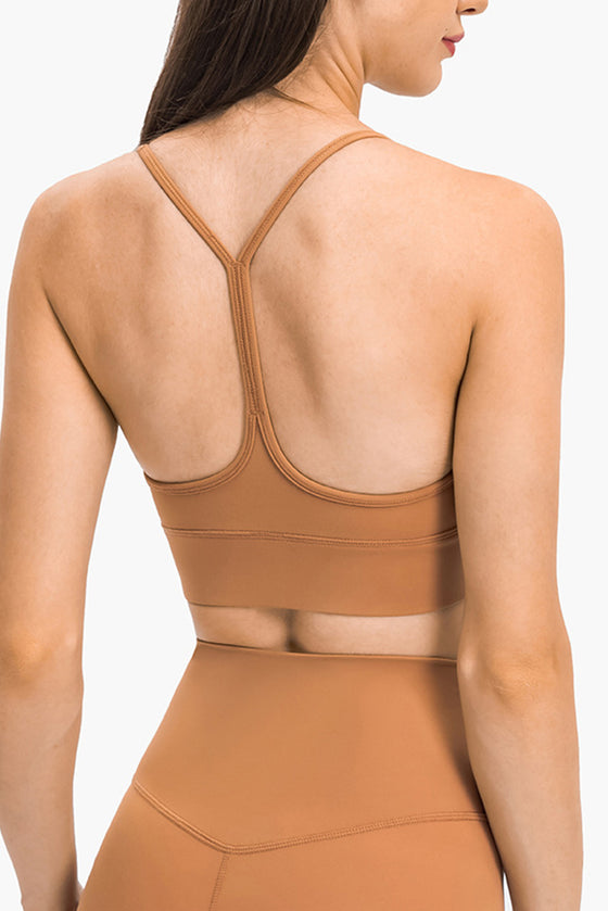 LC264655-P3014-S, LC264655-P3014-M, LC264655-P3014-L, LC264655-P3014-XL, Grapefruit Orange Sexy Y Straps Sports Bra