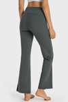 LC265449-P2011-S, LC265449-P2011-M, LC265449-P2011-L, LC265449-P2011-XL, Dark Grey Solid Color High Waist Wide Leg Active Pants