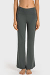 LC265449-P2011-S, LC265449-P2011-M, LC265449-P2011-L, LC265449-P2011-XL, Dark Grey Solid Color High Waist Wide Leg Active Pants