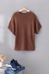 PACK2724518-P1017-2, Coffee High Neck Short Bat Sleeve Sweater