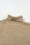 PACK2724435-P5016-1, Pale Khaki Turtleneck Textured Short Sleeve Sweater