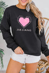 LC25317186-2-S, LC25317186-2-M, LC25317186-2-L, LC25317186-2-XL, PACK25317186-2-1, Black JIA LIANG Heart-shape Diamond Sweatshirt