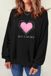 LC25317186-2-S, LC25317186-2-M, LC25317186-2-L, LC25317186-2-XL, PACK25317186-2-1, Black JIA LIANG Heart-shape Diamond Sweatshirt