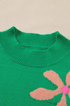 PACK277118-P109-1, Bright Green Floral Bubble Short Sleeve Sweater