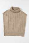 PACK277037-P4016-1, Light French Beige Cable Knit Turtleneck Batwing Sleeve Sweater