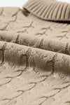 PACK277037-P4016-1, Light French Beige Cable Knit Turtleneck Batwing Sleeve Sweater