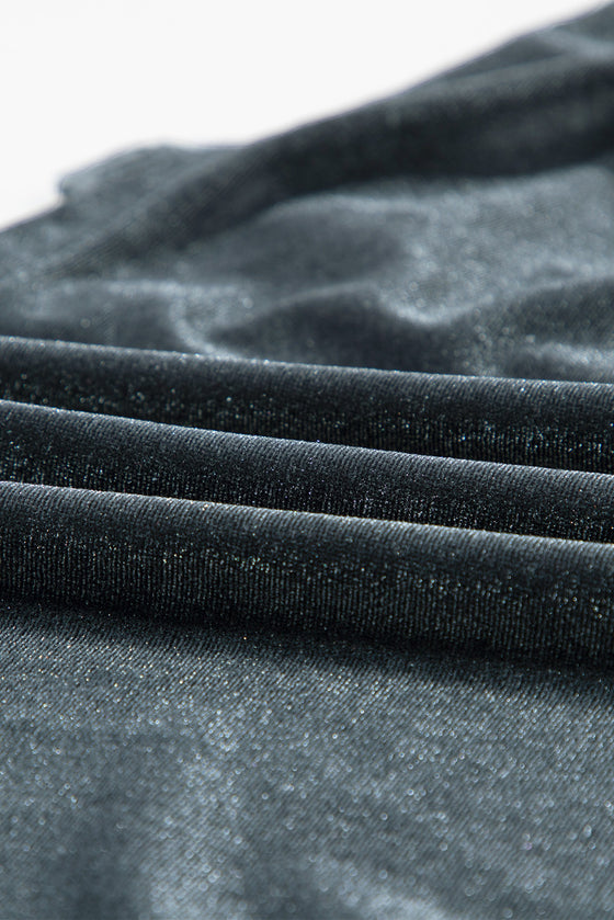 PACK2554263-P2011-1, Dark Grey 3/4 Sleeve Tunic Babydoll Velvet Shirt