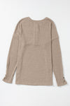 PACK25223369-P5016-1, Pale Khaki Rib Textured Henley Knit Top