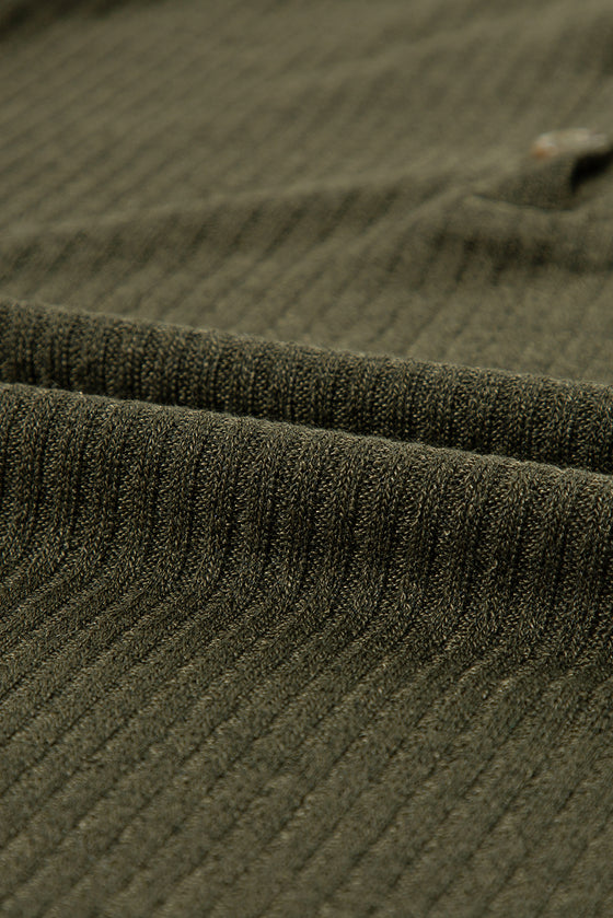 PACK25223369-P609-1, Jungle Green Rib Textured Henley Knit Top