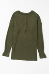 PACK25223369-P609-1, Jungle Green Rib Textured Henley Knit Top