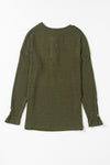 PACK25223369-P609-1, Jungle Green Rib Textured Henley Knit Top
