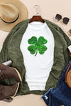 PACK25224602-1-1, White Sequin Clover Patch Graphic St Patrick Fashion Tee