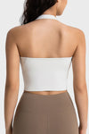 LC264667-P1-S, LC264667-P1-M, LC264667-P1-L, LC264667-P1-XL, White Solid Color U Neck Halter Neck Sports Active Bra