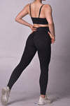 LC2611607-P219-S, LC2611607-P219-M, LC2611607-P219-L, Black Stripe Water Ripple Active Bra and Seamless Leggings Workout Sets