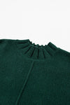 PACK2724426-P309-1, Blackish Green Mock Neck Batwing Short Sleeve Knit Sweater