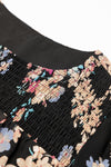 PACK6117674-2-1, Black Floral Smocked Round Neck Ruffle Tiered Dress