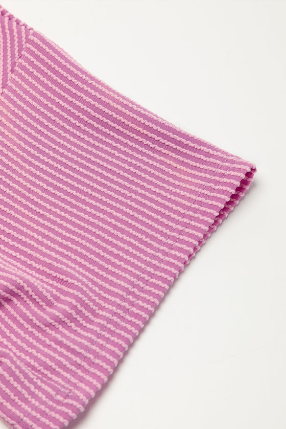 PACK625586-P608-1, Phalaenopsis Ribbed Textured Knit Loose Fit Tee and Shorts Set