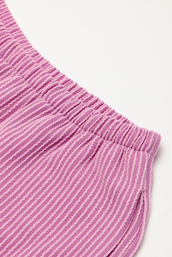 PACK625586-P608-1, Phalaenopsis Ribbed Textured Knit Loose Fit Tee and Shorts Set