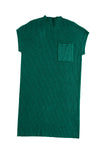 PACK273653-P309-1, Blackish Green Patch Pocket Ribbed Knit Short Sleeve Sweater Dress