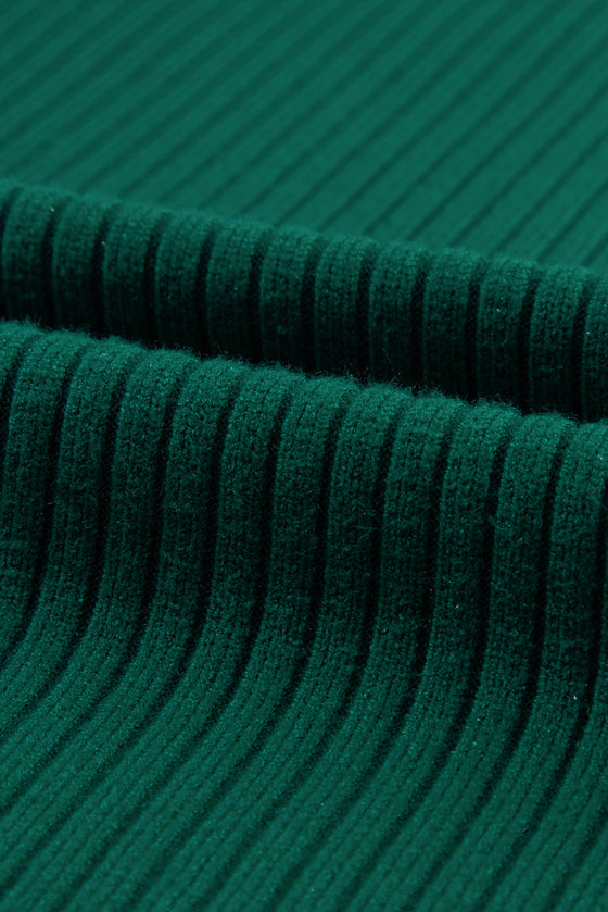 PACK273653-P309-1, Blackish Green Patch Pocket Ribbed Knit Short Sleeve Sweater Dress