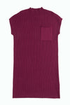 PACK273653-P403-1, Red Dahlia Patch Pocket Ribbed Knit Short Sleeve Sweater Dress