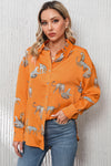 PACK2554199-P7014-1, Russet Orange Cheetah Animal Print Button Up Satin Shirt