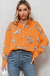 PACK2554199-P7014-1, Russet Orange Cheetah Animal Print Button Up Satin Shirt