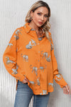 PACK2554199-P7014-1, Russet Orange Cheetah Animal Print Button Up Satin Shirt