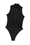 PACK6421665-P2-1, Black Zip up Mock Neck Ribbed Sleeveless Bodysuit