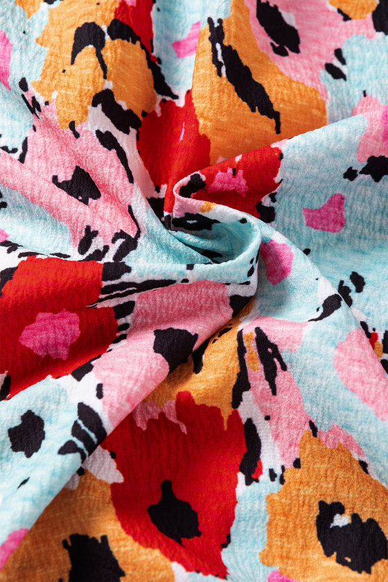 PACK25125694-P122-1, White Frilled High Neck Buttons Back Floral Blouse