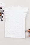 PACK276184-P1-1, White Textured Ruffled Mock Neck Knitted Vest