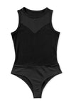 PACK6421663-P2-1, Black Mesh Patchwork Sleeveless Bodysuit