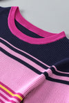 PACK277103-P1022-2, Pink Mixed Stripes Ribbed Knit Top