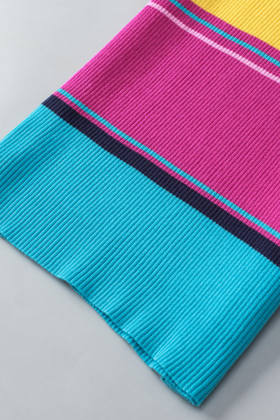 PACK277103-P1022-2, Pink Mixed Stripes Ribbed Knit Top