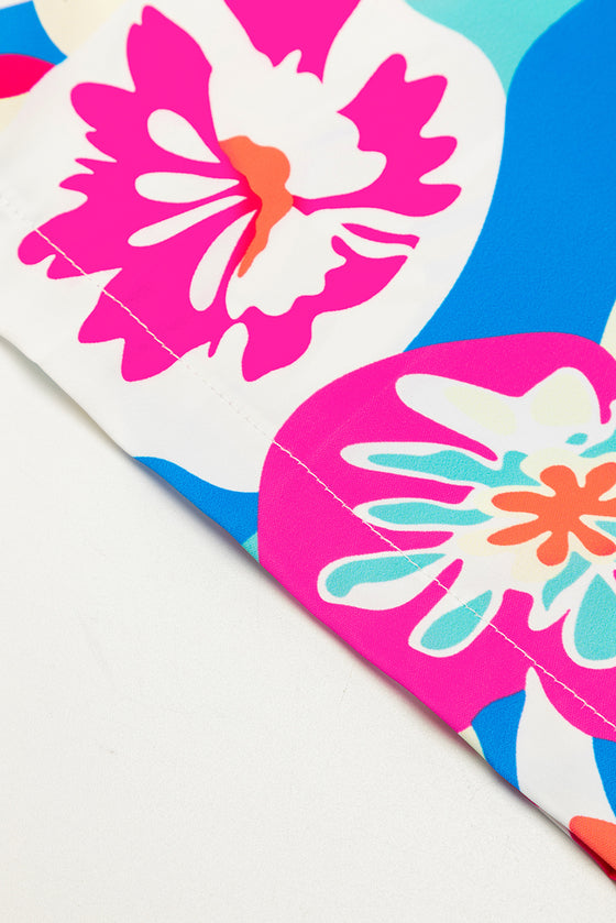 PACK7712571-P622-1, Rose Red Boho Flower Print Loose Wide Leg Pants