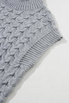 PACK277037-P3011-1, Medium Grey Cable Knit Turtleneck Batwing Sleeve Sweater