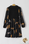 PACK6118680-P2-1, Black Vivid Leopard Print Long Sleeve Swing Dress