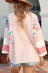 PACK25122088-P1020-1, Pink Printed Fiery Pinstriped Color Block Patchwork Oversized Top