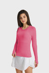 PACK264631-P1110-1, Coral Paradise Slim Thumbhole Sleeve Textured Detail Gym Top
