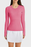PACK264631-P1110-1, Coral Paradise Slim Thumbhole Sleeve Textured Detail Gym Top