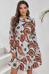 PACK6118501-P120-1, White Printed Boho Paisley Floral Print Puff Sleeve Mini Dress