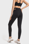 LC265456-P2-S, LC265456-P2-M, LC265456-P2-L, LC265456-P2-XL, Black Solid Cross Waistband Workout Leggings